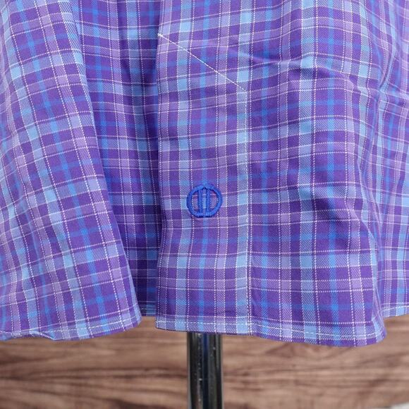 David Donahue Shirt Mens XL Purple Blue Plaid Long Sleeve Button Front Cotton - Picture 4 of 11